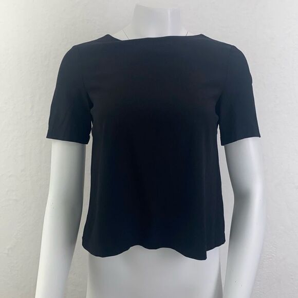 Theory Pleaded Back Black Blouse - Picture 1 of 6